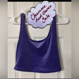 Athleta Women’s Purple Velvet Cut Out Crop Tank Top Size S